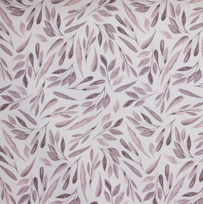 Canvas wit met oud paarse blaadjes